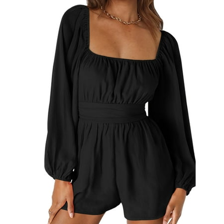 Avamo Ladies Bodysuit Long Sleeve Romper Square Neck Jumpsuits Women Boho Playsuit Holiday Shorts Black L
Avamo Ladies Bodysuit Long Sleeve Romper Square Neck Jumpsuits Women Boho Playsuit Holiday Shorts Black L