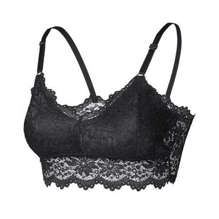 Big Big Clear! Women s Floral Lace Bra Wireless Underwear Deep V-neck Female Bra