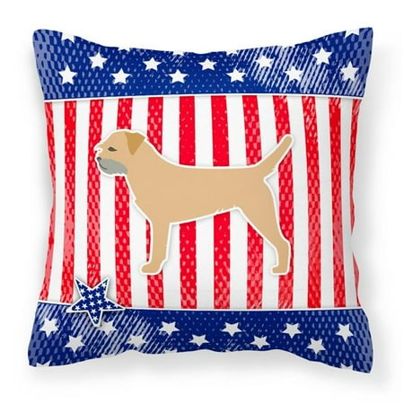 USA Patriotic Border Terrier Fabric Decorative Pillow
