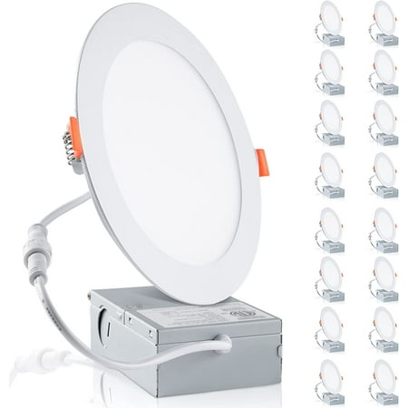 16 Pack LED Recessed Lighting 6 inch with Junction Box 3000K Warm White 1100LM 12W Eqv 110W Dimmable Can-Killer Downlight - IC Rated ETL Certified
16 Pack LED Recessed Lighting 6 inch with Junction Box 3000K Warm White 1100LM 12W Eqv 110W Dimmable Can-Killer Downlight - IC Rated ETL Certified