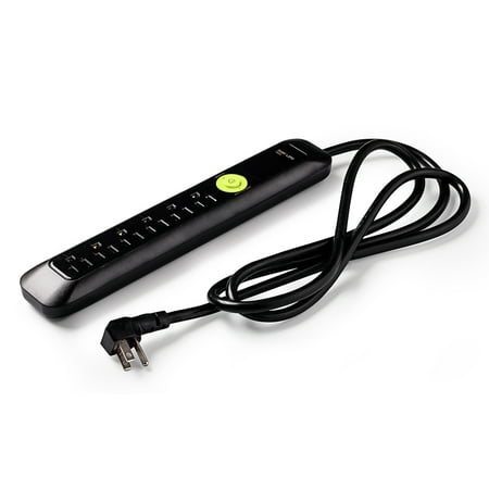 6-Outlet Heavy Duty Power Strip Surge Protector by Easylife Tech - Black