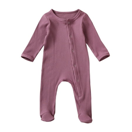 ZIYIXIN Newborn Baby Boy Girl Long Sleeve Romper Ribbed Bodysuit Sleepwear Footed Pajama One Piece Outfits Purple 0-3 Months
ZIYIXIN Newborn Baby Boy Girl Long Sleeve Romper Ribbed Bodysuit Sleepwear Footed Pajama One Piece Outfits Purple 0-3 Months