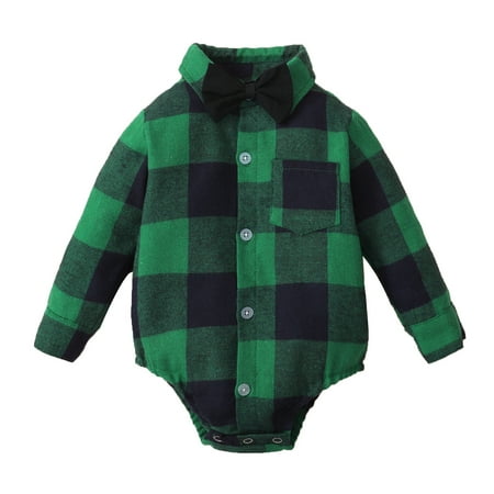 Mikrdoo Baby Boys Romper Jumpsuit Plaid Print Long Sleeve Turn-down Collar Bow Tie Pocket One Piece Button Bodysuits 12-18 Months Green
Mikrdoo Baby Boys Romper Jumpsuit Plaid Print Long Sleeve Turn-down Collar Bow Tie Pocket One Piece Button Bodysuits 12-18 Months Green