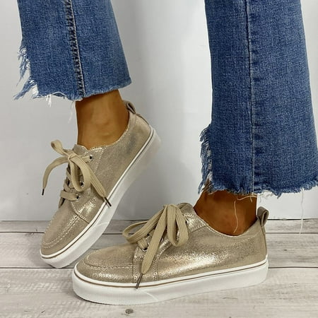 Tangnade Winter Clearance Fashion Round Toe Lace-up Flat White Single Shoes Casual Shoes for Women