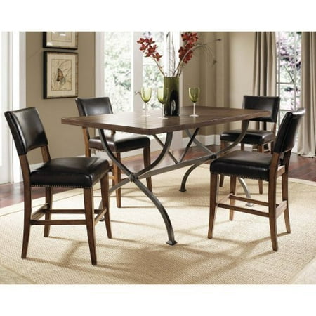 Hillsdale Cameron 5 Piece Counter Height Rectangle Wood Dining Table Set with Parson Chairs
