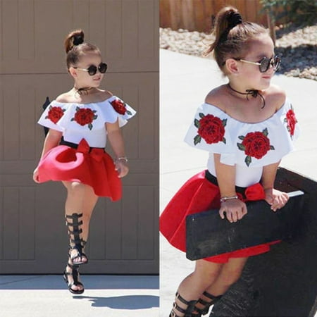 Toddler Baby Girls Sleeveless Off Shoulder Embroidery Rose Tops + Skirts Outfits Spring Clothing Set
Toddler Baby Girls Sleeveless Off Shoulder Embroidery Rose Tops + Skirts Outfits Spring Clothing Set