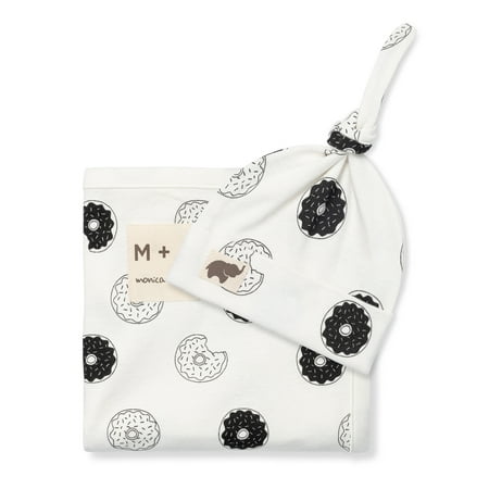 M+A by Monica + Andy Baby First Hello Cuddle Box Blanket + Cap Organic Gift Set