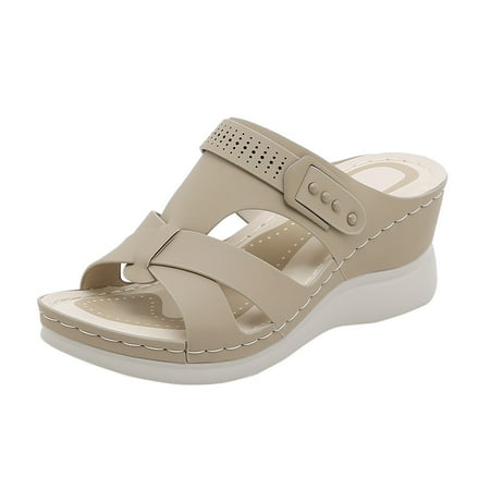 QYZEU Sandals Women Dressy Fashion Print Casual Wedges Open Toe Cool Slippers Beach Platform Sandals Solid Color Breathable Lightweight Sandals Beige 37
QYZEU Sandals Women Dressy Fashion Print Casual Wedges Open Toe Cool Slippers Beach Platform Sandals Solid Color Breathable Lightweight Sandals Beige 37