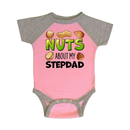 Inktastic Nuts About My Stepdad Peanut Almond Pistachio Gift Baby Boy or Baby Girl Bodysuit