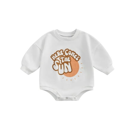 Inevnen Baby Girl Boy Crewneck Sweatshirt Cow Printed Romper Bodyusuit Pullover Top Fall Clothes