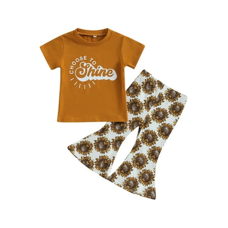aturustex 6M 12M 18M 24M 3T 4T Toddler Girls Clothes Set Letter Print Short Sleeve Crew Neck T-Shirts Tops Elastic Waist Floral Print Flare Pants 2Pcs Suit
aturustex 6M 12M 18M 24M 3T 4T Toddler Girls Clothes Set Letter Print Short Sleeve Crew Neck T-Shirts Tops Elastic Waist Floral Print Flare Pants 2Pcs Suit