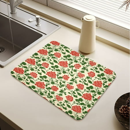 Vintage Red Floral Pattern Drying Mat Diatomaceous Earth Super Absorbent Non-slip Rubber Sole Heat Resistant 230 Degrees Fahrenheit 19.7×15.7in
Vintage Red Floral Pattern Drying Mat Diatomaceous Earth Super Absorbent Non-slip Rubber Sole Heat Resistant 230 Degrees Fahrenheit 19.7×15.7in