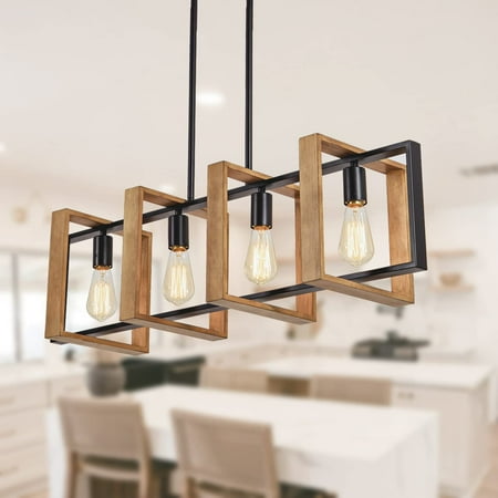 Dining Room Light Fixture Farmhouse Pendant Lights Kitchen Island Rustic Kitchen Light Fixtures 4 Lights Wood and Black Metal Rectangular Chandelier Ceiling Hanging Lighting 35.4
Dining Room Light Fixture Farmhouse Pendant Lights Kitchen Island Rustic Kitchen Light Fixtures 4 Lights Wood and Black Metal Rectangular Chandelier Ceiling Hanging Lighting 35.4