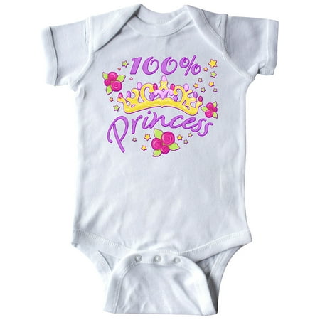 Inktastic 100% Princess- tiara and roses Gift Baby Girl Bodysuit