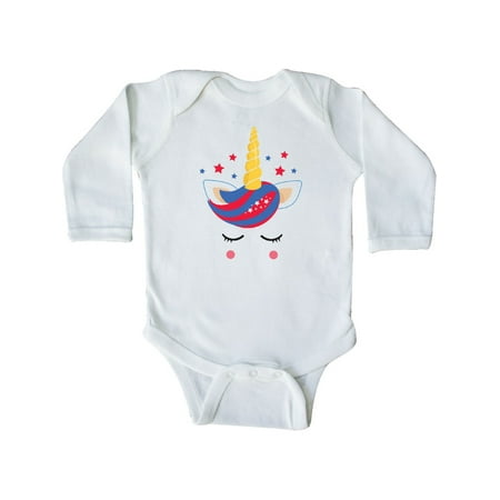 Inktastic Memorial Day Unicorn Face Gift Baby Girl Long Sleeve Bodysuit