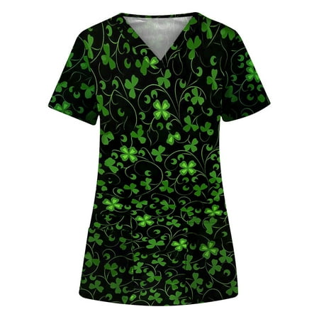 muxika Women s Loose Scrub Top St.Patrick s Day Short Sleeve V-Neck Casual Blouse Ladies Workwear T-Shirt with 2 Pocket
muxika Women s Loose Scrub Top St.Patrick s Day Short Sleeve V-Neck Casual Blouse Ladies Workwear T-Shirt with 2 Pocket