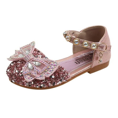 Yinguo Girls Princess Sandals Toddler Kids Baby Bowknot Sweet Shoes Pink 34