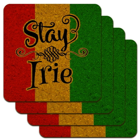 Stay Irie Rastafarian Flag Low Profile Novelty Cork Coaster Set