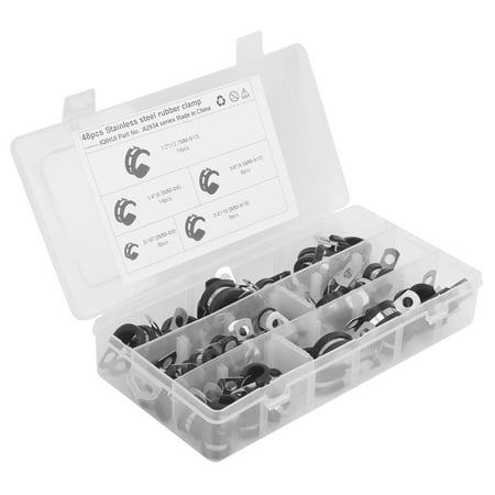 Clamps 48pcs R-Type Pipe Clamp Assortment Kit Rubber Cushion Clips 5 Sizes 1/4in 5/16in 3/8in 1/2in 3/4in
Clamps 48pcs R-Type Pipe Clamp Assortment Kit Rubber Cushion Clips 5 Sizes 1/4in 5/16in 3/8in 1/2in 3/4in