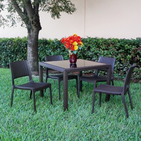 Compamia Miami Resin Wicker Square Patio Dining Set with Optional Cushions