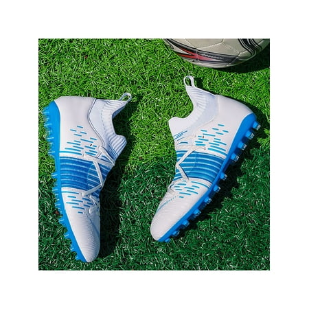 Fangasis Women Men Soccer Cleats Ground Sneakers Breathable Football Shoes Kids Athletic Shoe Sports Non Slip Outdoor Long Cleats White Blue 4
Fangasis Women Men Soccer Cleats Ground Sneakers Breathable Football Shoes Kids Athletic Shoe Sports Non Slip Outdoor Long Cleats White Blue 4