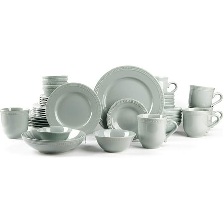 Ceramic tablewarePearl Dots Stoneware Dinnerware Set (56pc Set White)