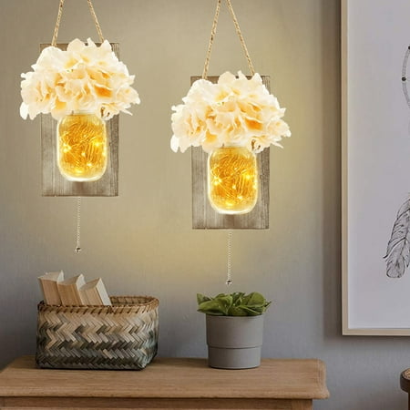 Set of Two Rustic Wall Sconces Mason Jar Sconces Handmade Wall Art Hanging Design with LED Fairy Lights
Set of Two Rustic Wall Sconces Mason Jar Sconces Handmade Wall Art Hanging Design with LED Fairy Lights