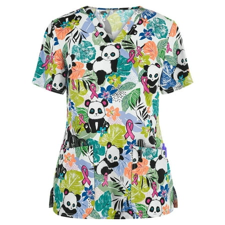 Womens Scrub_ Tops Fashion Cartoon Print Short Sleeve V-Neck Nurse Uniform with Pockets
Womens Scrub_ Tops Fashion Cartoon Print Short Sleeve V-Neck Nurse Uniform with Pockets