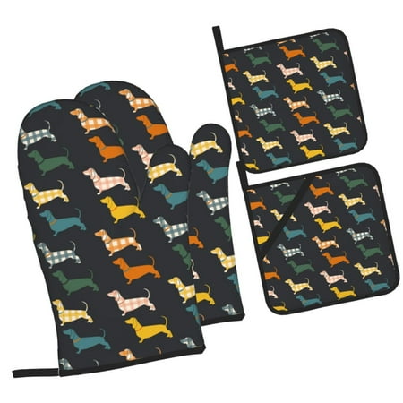 Haiem Plaid Dachshund Print Extra Long Oven Mitts and Pot Holders 4pc Sets: Heat Resistant Silicone Oven Mittens with Mini Oven Gloves and Hot Pads Potholders
Haiem Plaid Dachshund Print Extra Long Oven Mitts and Pot Holders 4pc Sets: Heat Resistant Silicone Oven Mittens with Mini Oven Gloves and Hot Pads Potholders