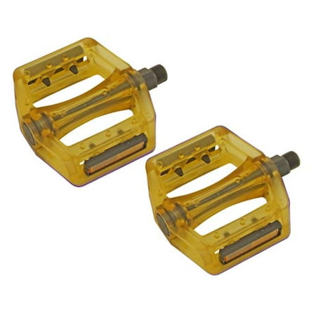 Resin BMX Bike Pedals, 9/16in Transluscent Yellow