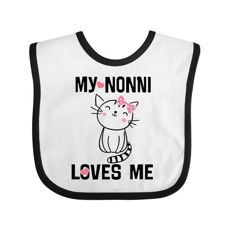 Inktastic Nonni Loves Me Granddaughter Kitty Cat Gift Baby Girl Bib