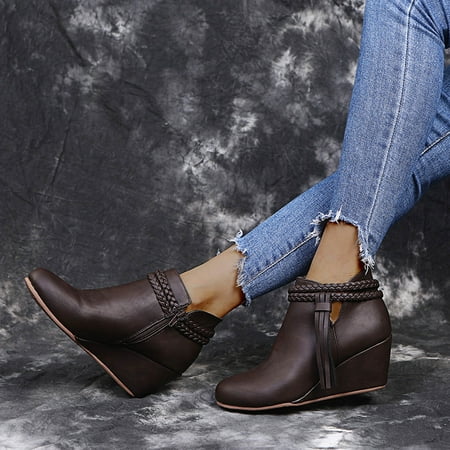 Juebong Boots Deals Women Tassel Shoes Lightweight Wedges Zipper Short Booties Round Toe Leather Wedge Zip Vintage Fringe Boots
Juebong Boots Deals Women Tassel Shoes Lightweight Wedges Zipper Short Booties Round Toe Leather Wedge Zip Vintage Fringe Boots