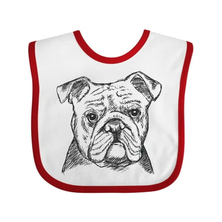 Inktastic English Bulldog Sketch Portrait Gift Baby Boy or Baby Girl Bib