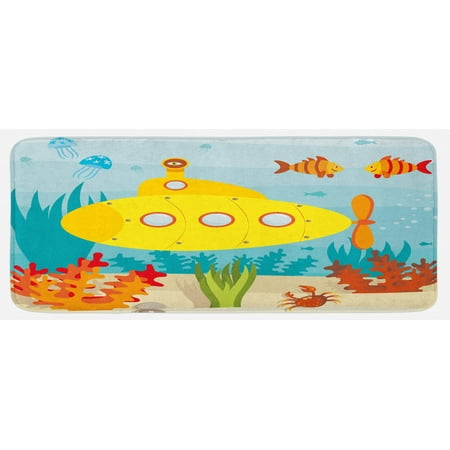 Yellow Submarine Kitchen Mat Sea Life Theme Vehicle Fish and a Crab Illustration Print Plush Decorative Kitchen Mat with Non Slip Backing 47 X 19 Yellow Pale Blue by Ambesonne
Yellow Submarine Kitchen Mat Sea Life Theme Vehicle Fish and a Crab Illustration Print Plush Decorative Kitchen Mat with Non Slip Backing 47 X 19 Yellow Pale Blue by Ambesonne