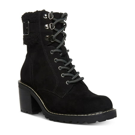 Madden Girl Womens Jansenn Microfiber Faux Fur Combat & Lace-up Boots
