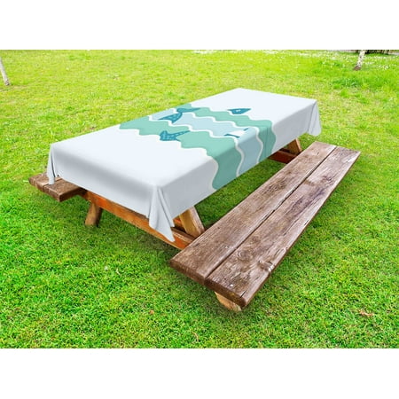 Fishing Outdoor Tablecloth Fish Tail and Starfish Swimming in Flat Waves Submarine Comical Illustration Nature Decorative Washable Fabric Picnic Tablecloth 58 X 104 Inches Pale Blue by Ambesonne
Fishing Outdoor Tablecloth Fish Tail and Starfish Swimming in Flat Waves Submarine Comical Illustration Nature Decorative Washable Fabric Picnic Tablecloth 58 X 104 Inches Pale Blue by Ambesonne