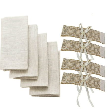 Linen Napkins Natural Color 40 X 40 CM(4 pcs) with Lace Napkin Rings(4 pcs) Flax 100% Pure Linen for Home Hotel Restaurant Banquet Cafe Dining Table
Linen Napkins Natural Color 40 X 40 CM(4 pcs) with Lace Napkin Rings(4 pcs) Flax 100% Pure Linen for Home Hotel Restaurant Banquet Cafe Dining Table