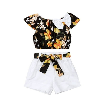 Bullpiano 2Pcs Toddler Girls Outfits Set Kids Baby Girl Floral Ruffle Crop Tops + Shorts With Belt Kids Summer Clothes 1-5T
Bullpiano 2Pcs Toddler Girls Outfits Set Kids Baby Girl Floral Ruffle Crop Tops + Shorts With Belt Kids Summer Clothes 1-5T