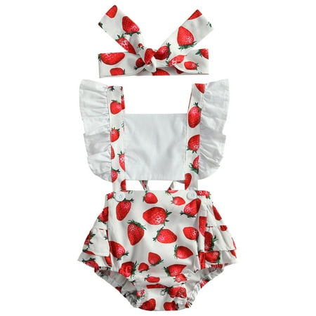 Aunavey Newborn Baby Girls Watermelons Printed Ruffle Bodysuit with Headband Summer One Piece Romper
Aunavey Newborn Baby Girls Watermelons Printed Ruffle Bodysuit with Headband Summer One Piece Romper