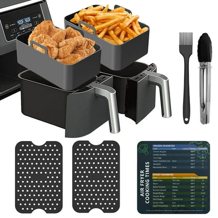 CIVG 2Pcs Air Fryer Silicone Pot with Handle for 8 QT Ninja Dual DZ201/DZ401 Air Fryer Silicone Liner Heat Resistant Non-Stick Rectangle Baking Pan with 2 Air Fryer Silicone Mats
CIVG 2Pcs Air Fryer Silicone Pot with Handle for 8 QT Ninja Dual DZ201/DZ401 Air Fryer Silicone Liner Heat Resistant Non-Stick Rectangle Baking Pan with 2 Air Fryer Silicone Mats
