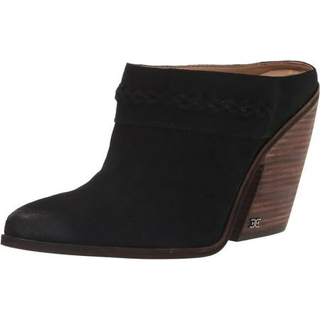 

Sam Edelman Alison Desert Olive Pointed Toe Slip On Stacked Heel Leather Mules (Black 6)