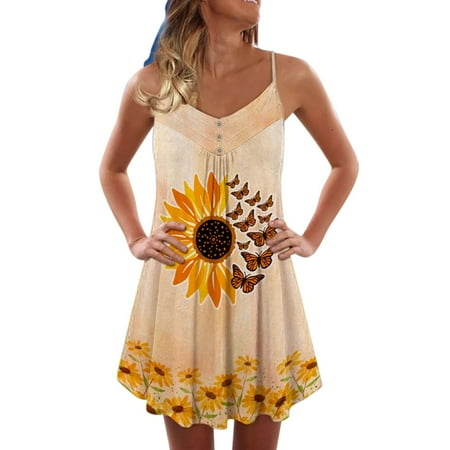 Summer Dresses for Women 2023 Fashion Dress Summer Floral Printing Casual V-Neck Sleeveless Vacation Mini Dress Yellow S
Summer Dresses for Women 2023 Fashion Dress Summer Floral Printing Casual V-Neck Sleeveless Vacation Mini Dress Yellow S