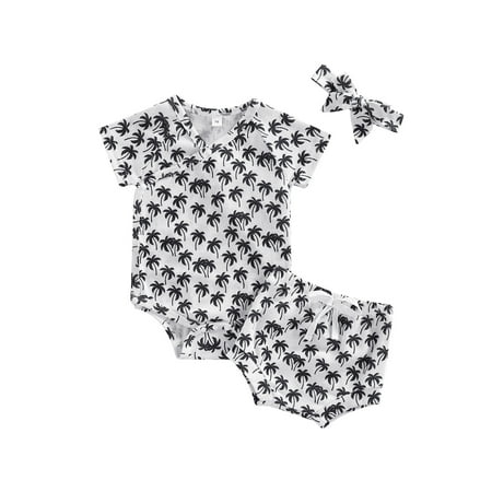 Xingqing 3pcs Toddler Baby Boys Girls Outfits Coconut Tree/ Floral Print Short Sleeve Romper+Shorts+Headband Black 3-6 Months
Xingqing 3pcs Toddler Baby Boys Girls Outfits Coconut Tree/ Floral Print Short Sleeve Romper+Shorts+Headband Black 3-6 Months