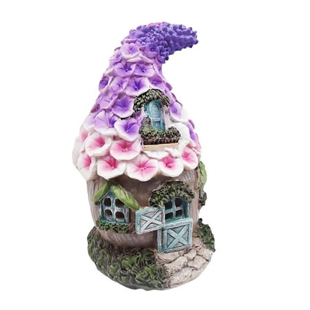 amousa Miniature F-airy Tale Garden Stone House Ornaments Solar Plants