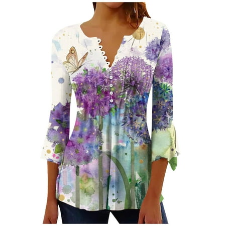 GiliGiliso Women s Casual Trumpet 3/4 Sleeve Printed Buttoned Basic Ruched Corset Tunic Tops Pleated T-shirts Blouses
GiliGiliso Women s Casual Trumpet 3/4 Sleeve Printed Buttoned Basic Ruched Corset Tunic Tops Pleated T-shirts Blouses