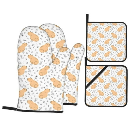 Oven Mitts and Pot Holders Sets 4 pcs Capybaras Floral Print Non-Slip Oven Gloves Potholders Soft Quilted Lining Heat Resistant Gloves Hot Pads for Kitchen Baking Cooking
Oven Mitts and Pot Holders Sets 4 pcs Capybaras Floral Print Non-Slip Oven Gloves Potholders Soft Quilted Lining Heat Resistant Gloves Hot Pads for Kitchen Baking Cooking