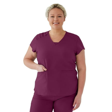 ave. Monroe Women s Two Pocket V-Neck Tunic Scrub Top in Wine S