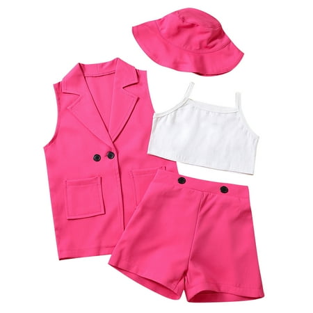 Kids Sets Clothing For Toddler Girls Solid Color Sleeveless V-Neck Summer Coat White Vest Shorts Hat 4PCS Outfits Clothes Dailywears Comfortable Loose Fittness Sets
Kids Sets Clothing For Toddler Girls Solid Color Sleeveless V-Neck Summer Coat White Vest Shorts Hat 4PCS Outfits Clothes Dailywears Comfortable Loose Fittness Sets
