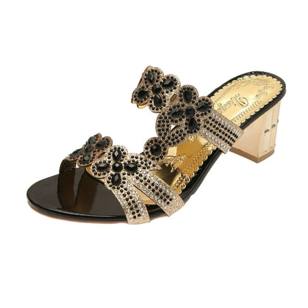 High Heels Ladies Fashion Summer Colorful Rhinestone Chunky High Heel Open Toe Sandals High Heels For Women Pu Black 37
High Heels Ladies Fashion Summer Colorful Rhinestone Chunky High Heel Open Toe Sandals High Heels For Women Pu Black 37