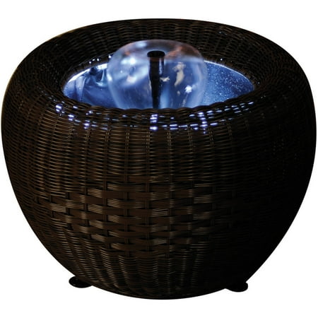 Gardenique Patio Pond, Mocha Wicker Urn with White LED Light